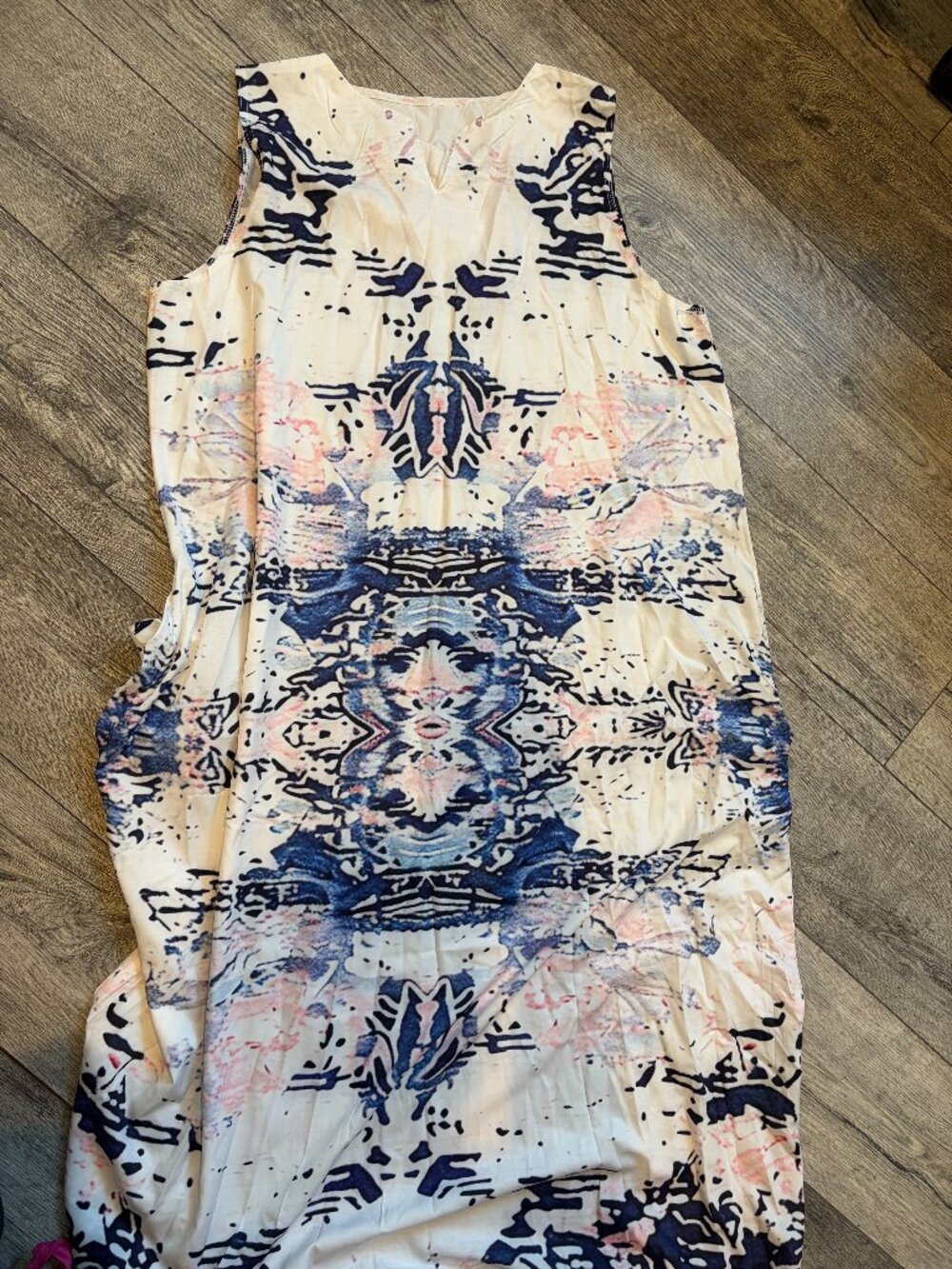 Shein White Pink Blue Dress Shein XXL Tank Top Sleeveless Maxi Dress Polyester